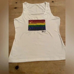Guess Los Angeles Sparkly sequined rainbow tank Y2K festival XL